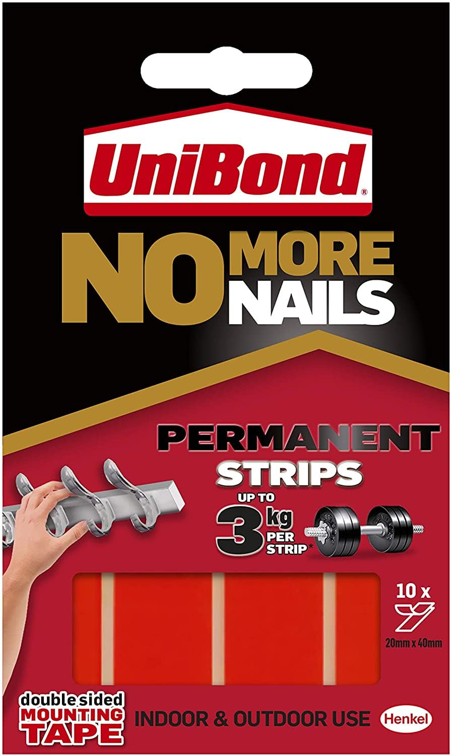 Unibond No More Nails Permanent Strips, Adhesive Strips for Fast & Easy Mounting