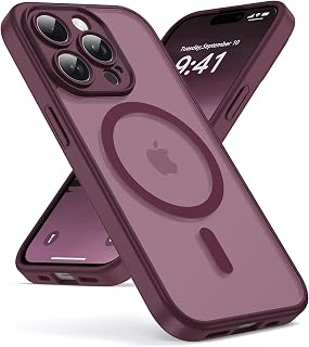 Oududianzi - Magnetica Cover per iPhone 15 Pro Max Magsafe, Bordeaux