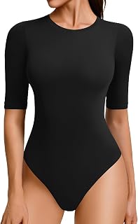 Avidlove Body para mujer, de media manga, cuello redondo, manga 3/4, ajustado, para salir