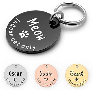 Personalized Lovely Symbols Dog Tags and Cat Tags Custom Engraved Stainless Steel Pet ID Tag (Black, X-Small)