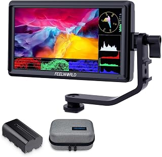 FEELWORLD S55 V3 6" 500nit 1920×1080 IPS Screen Field DSLR Camera Monitor | ﻿with F550 Battery and Bag, 4K HDMI In Out, 3D LUT, Waveform Focus Assist, for Beginner Videographer Filmmaker Video Shooting