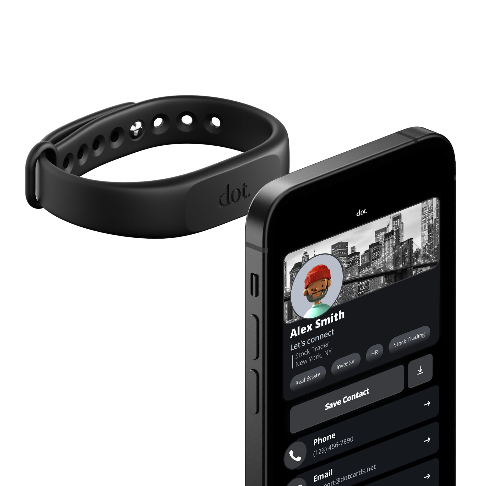dot. Band - Digital Business Card Wristband - Tap Compatible with iPhone & Andro