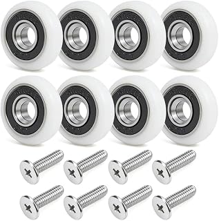 (25mm)8 Pcs Shower Door Rollers With Screws, Replacement Wheels Runners for Bathroom Shower Door -25mm