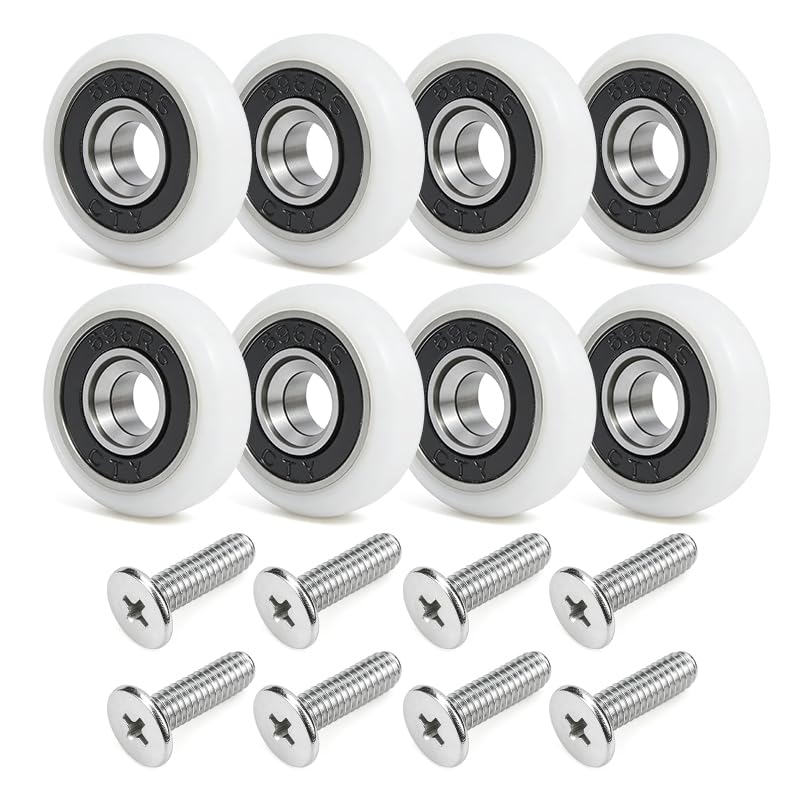(25mm)8 Pcs Shower Door Rollers With Screws, Replacement Wheels Runners for Bath