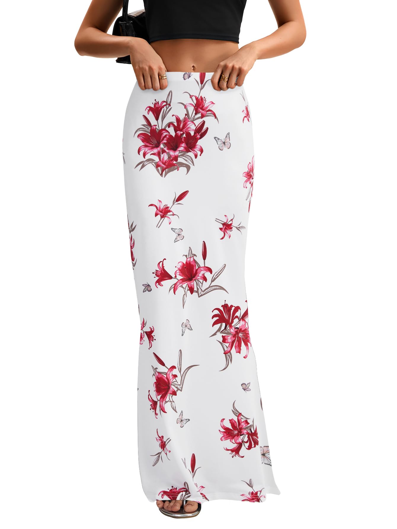 KIFOVEN Women's High Waist Elastic Maxi Skirt