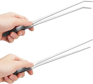 Fri4Free 2PCS 10.6" Stainless Steel Aquarium & Reptile Feeding Tweezers | Straight & Curved Tips, Extra Long, For Lizards Snakes Bearded Dragon, Plant, Aquascape Terrarium Tank Tools,Accessories