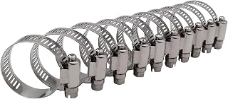 1 inch Hose Clamp Full Stainless Steel Worm Gear 19mm - 38mm, 10 Pack | ROADFORMER 1 hose clamp SAE 16 Size with 1/2" Band Width, smoothly install and precisely fit hose &amp; pipe size