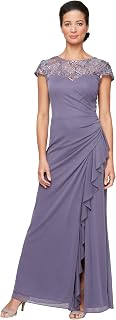Alex Evenings Women's Long Length A-line Sweetheart Neck Gown with Cap Sleeves, Mother of The Bride, Formal Event Dress
