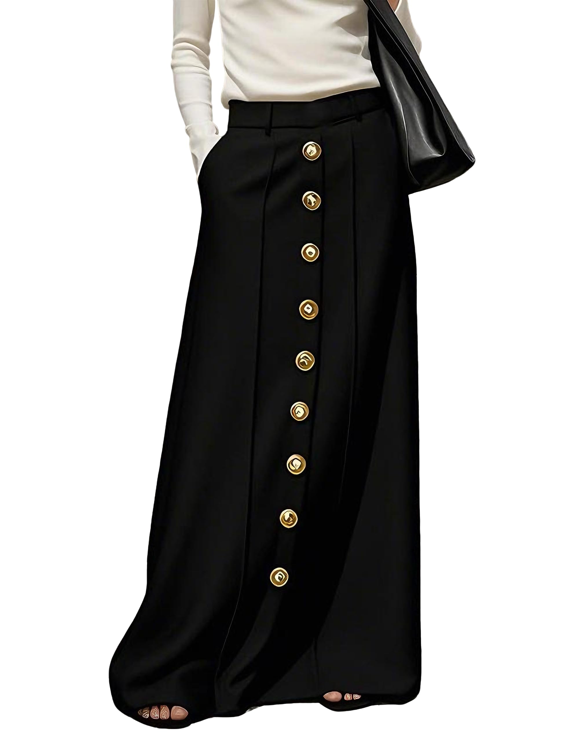 Women's Long Maxi Skirt Elegant High Waist H Line Long Straight Maxi Skirts for 