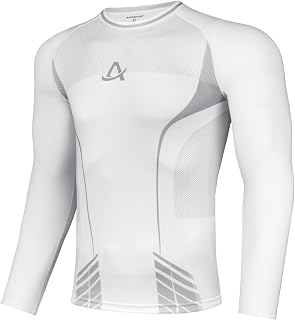 AMZSPORT Men's Compression Jersey Thermal Long Sleeve Shirt Gym Compression Shirt Cycling Sports Running