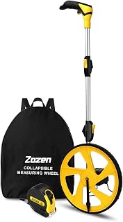 Zozen Measuring Wheel in Feet and Inches, Double Collapsible, Mechanical | One-Key Reset, Kickstand, Start Point Arrow, 12.5" Roller, Portable Backpack, 0-9,999 Ft Measure Wheel, Adapt Various Roads