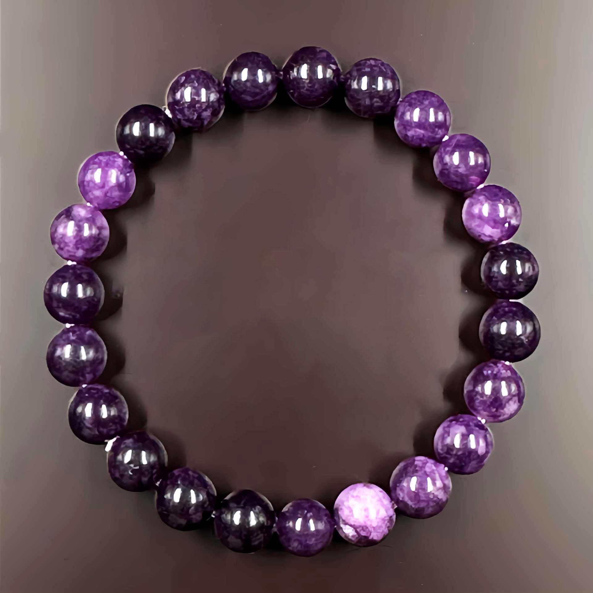 Amethyst Bracelet for Men Women Elegant Handmade Natural Gemstone Round Beads St