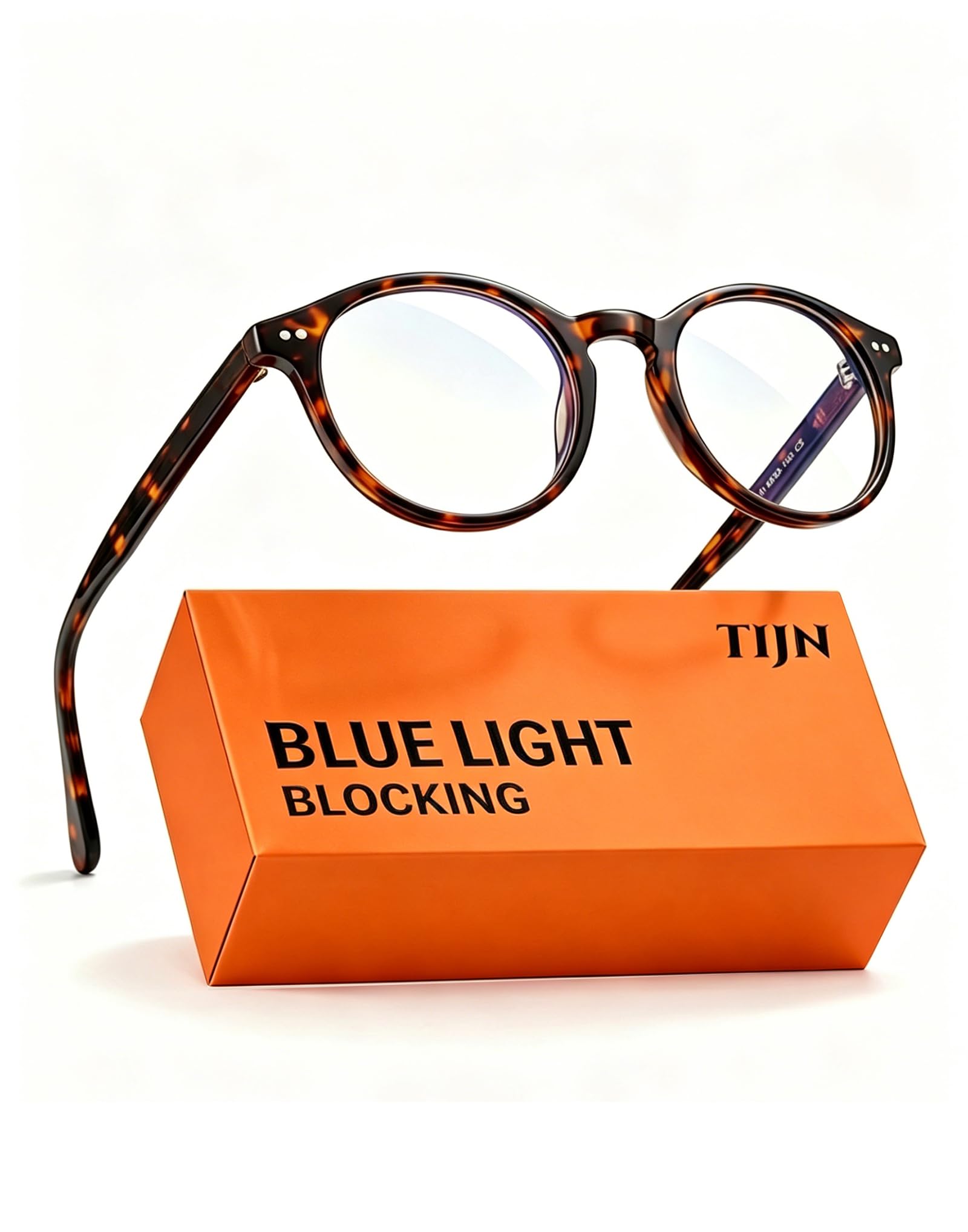 TIJN Blue Light Blocking Glasses Men Women,Vintage Round Frame Eyeglasses | Flex