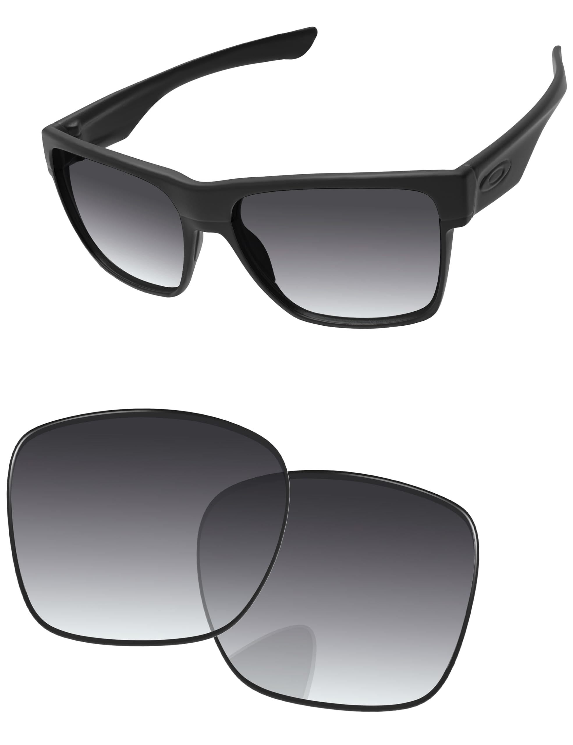 Replacement Lenses for Oakley TwoFace XL OO9350, Gradient Grey - Polarized, One 