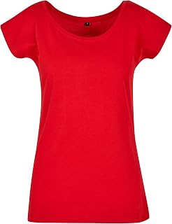 Build Your Brand Ladies Wide Neck Tee, modisches T-Shirt für Frauen aus Baumwolle erhältlich in vielen Farben, Größen XS-5XL
