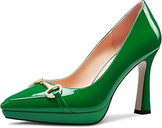 Castamere Women's High Platform Heel Heel Pointed Toe Slip-On Metal Chain Pumps Wedding Office Casual 10 CM Heels