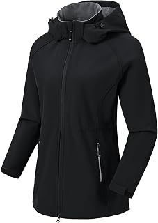 MoFiz Ladies Long Waterproof Softshell Jacket with Hood Lining