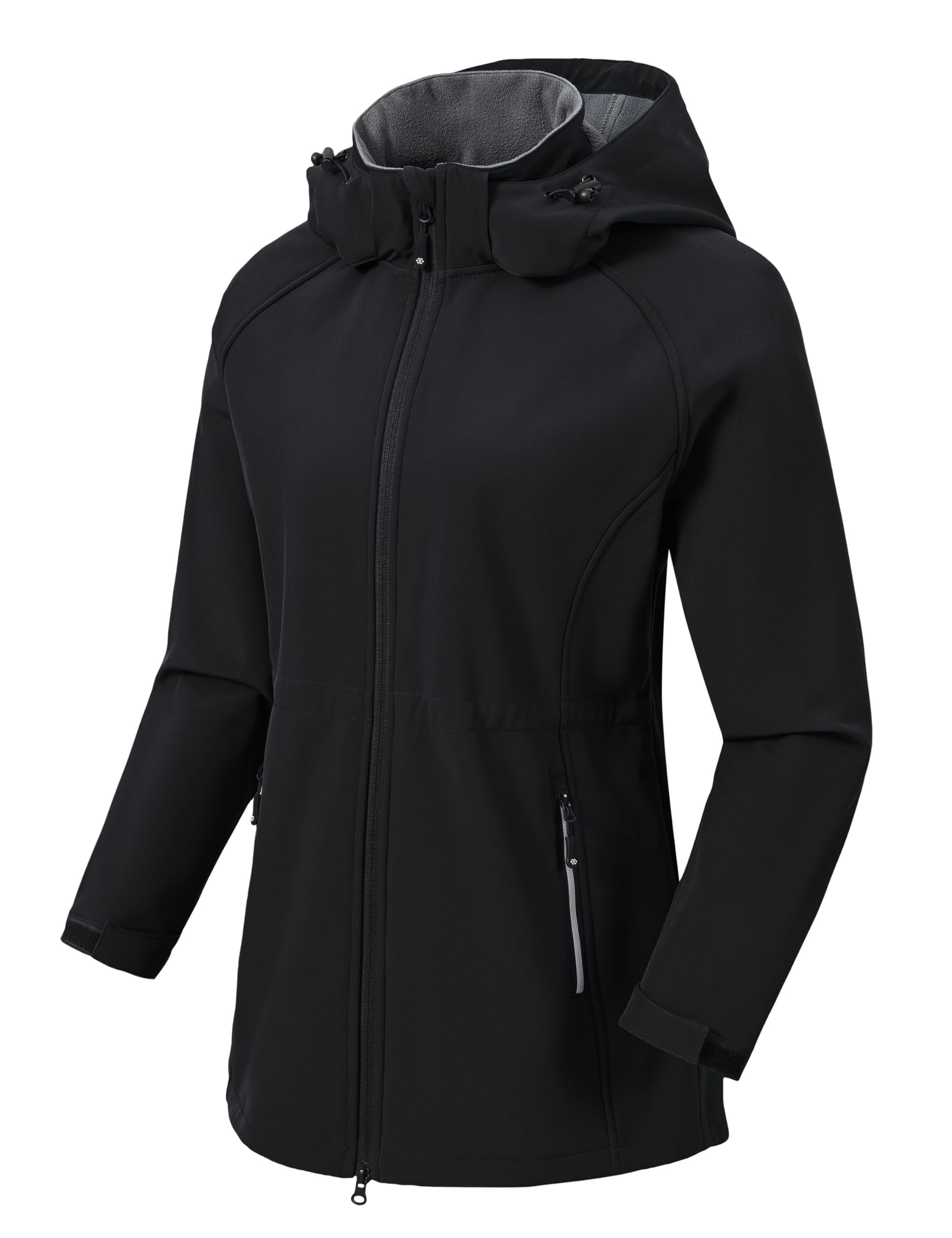 MoFiz Ladies Long Waterproof Softshell Jacket with Hood Lining