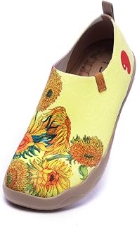 UIN Women's Slip On Flat Cute Casual Fancy Knit Art Painting Comfortable Soft Floral Shoes French Style