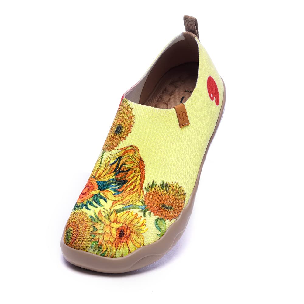 UIN Women's Slip On Flat Cute Casual Fancy Knit Art Painting Comfortable Soft Fl