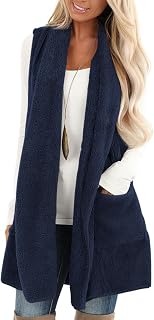 ReachMe Women's Sherpa Vest Open Front Sleeveless Fleece Cardigan