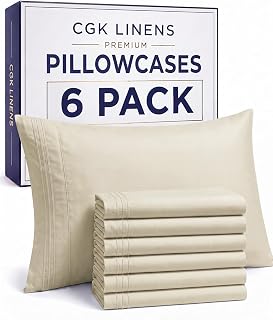 King Pillow Cases Set of 6 - Ultra Soft Cozy Pillowcase Covers - Wheat