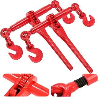 Chain Binder, 3/8"–1/2" Ratchet Load Binders 9215 LBS Secure Working Load, G70 Grab Hooks and Adjustable Length, for Transport Chains, Tie-Down, Hauling, Tie Down, Towing, 2-Pack (3/8" - 1/2"(2 pack))