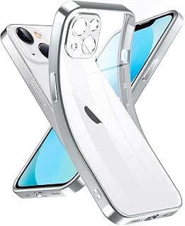 Supdeal Crystal Clear Case for iPhone 13 Mini, [Not Yellowing] [Camera Protection] [Military Grade Drop Tested] Transparent Shockproof Protective Phone Case Soft Silicone Slim Cover, 5.4 inch, Silver