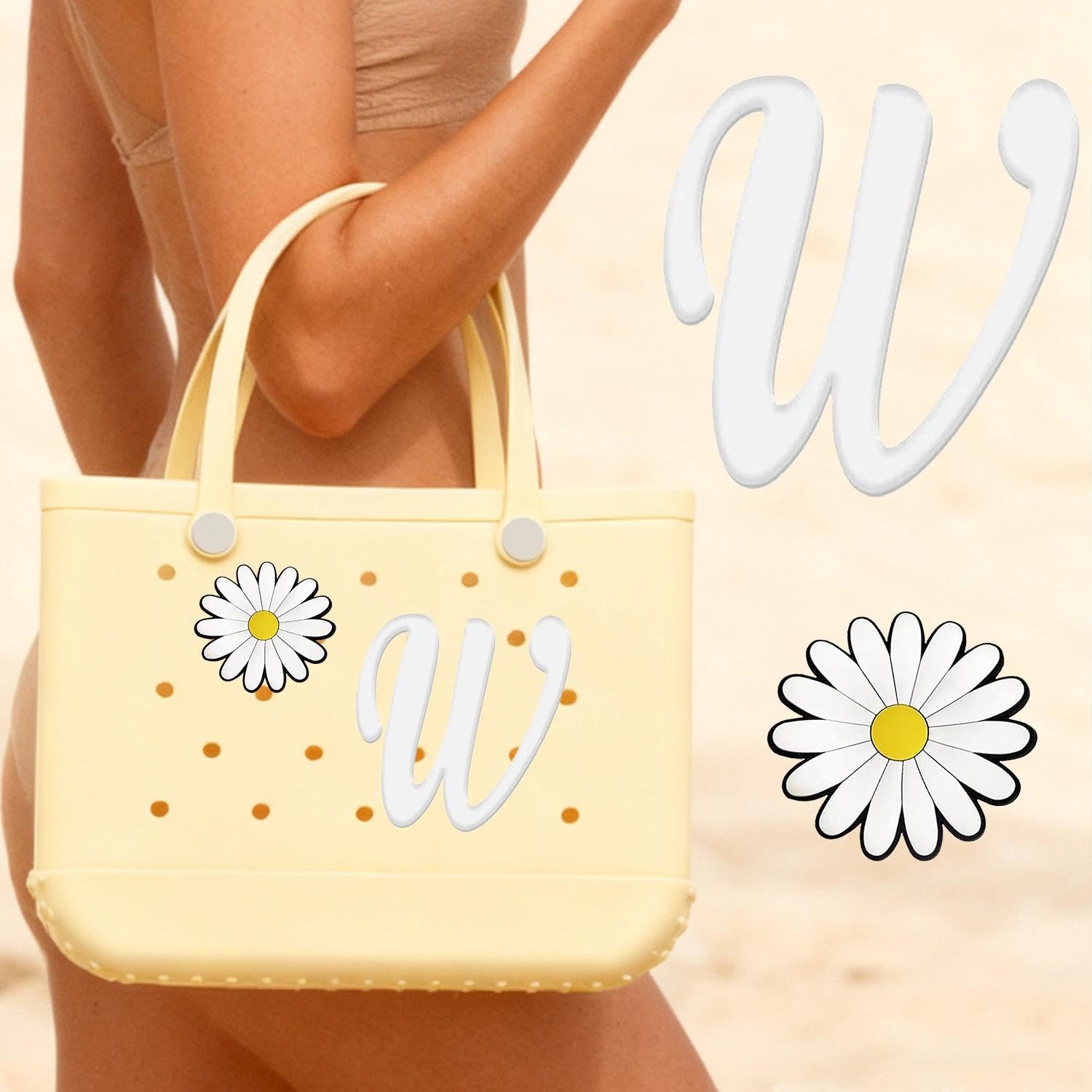 2 Pcs Bag Decoration Accessories Personalized Letter and Flower Charm for Handba