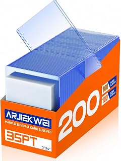 200 Card Sleeves Hard Plastic, 3" × 4" Rigid Card Holder for Trading Cards | 35pt Baseball Card Protectors, Trading Card Top Cases for Sports PKM MTG Game Cards (100 Hard Sleeves + 100 Soft Sleeves)