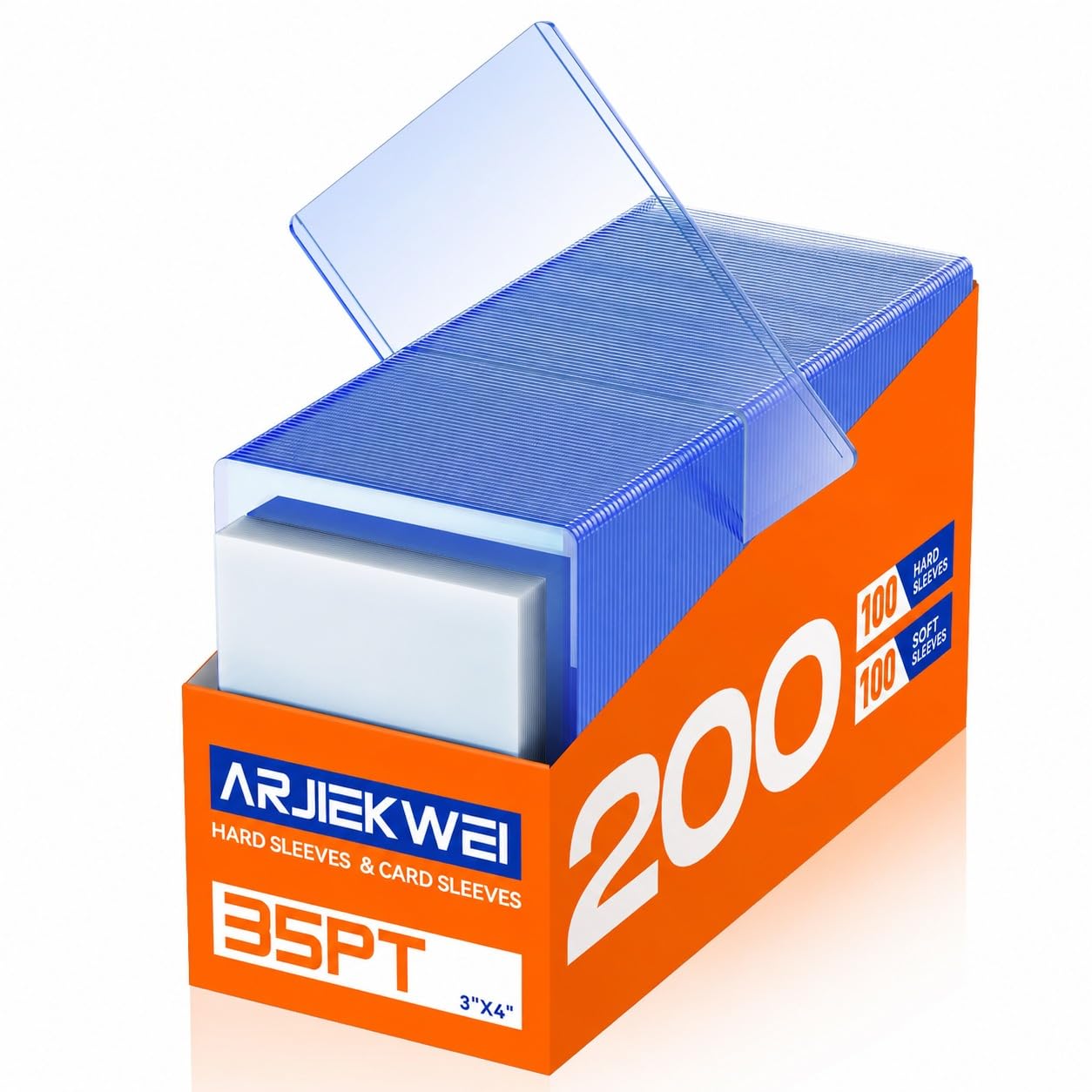 200 Card Sleeves Hard Plastic, 3" × 4" Rigid Card Holder for Trading Cards | 35p