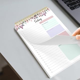 To Do List Notepad Daily Planner B5 Spiral Notebook Schedule Organizer Task Checklist for Home Office (Green, 10.3 x 6.5 inches)