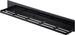 Yamazaki 4859 Magnetic Bathroom Rack, Long, Black, Approx. W: 23.6 x D: 3.3 x H: 3.1 inches (60 x 8.5 x 8 cm), Tower Type, Bathroom Shelf/Tray, Drain Holes, Hooks Included