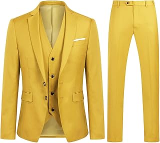 YOUTHUP Men's 3-Piece Slim Fit Suit for Business Wedding
