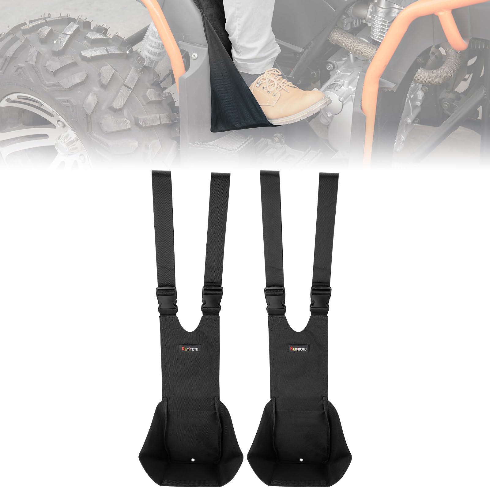 KEMIMOTO 2 Pcs 600D Oxford Cloth ATV Rear Passenger Foot Pegs | Universal Adjust