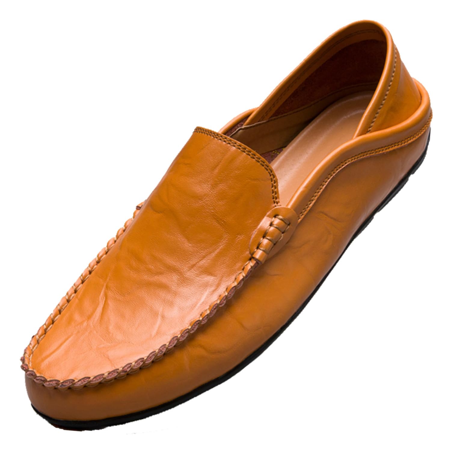 Loafers Mens Leather Penny Shoes Fashion Slip On Driving Shoes Casual Flat Mocca