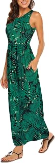 Hount Women Summer Sleeveless Striped Flowy Casual Long Maxi Dress with Pockets