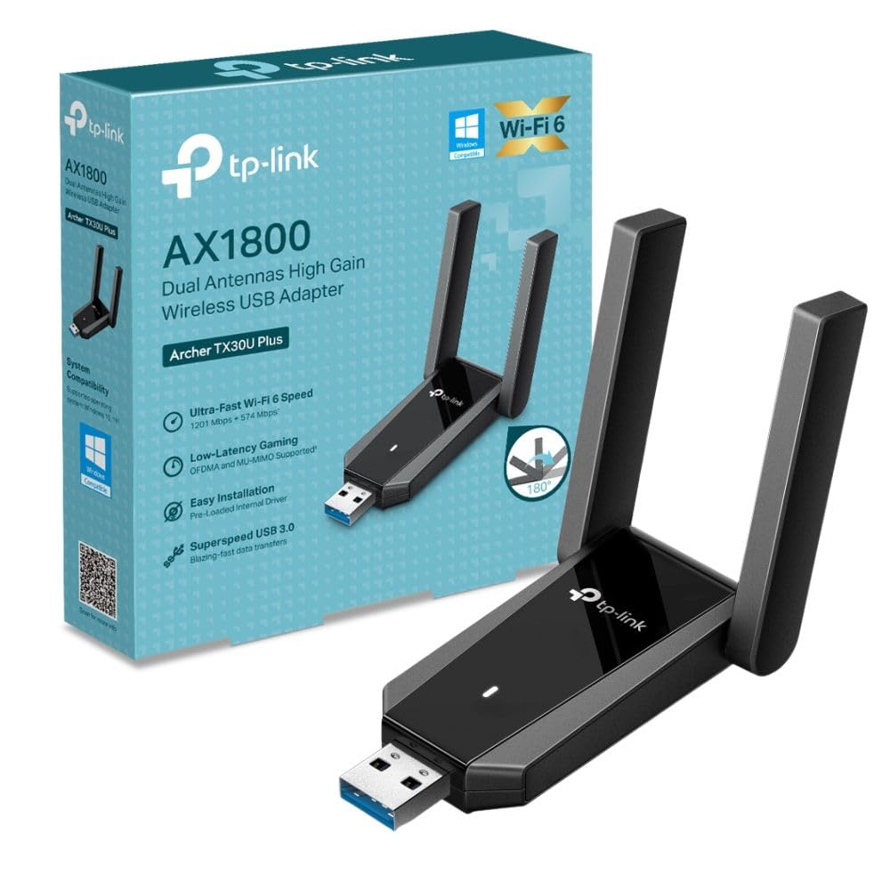 TP-Link Archer TX30U Plus AX1800 WiFi Dongle, High Gain USB WiFi 6 Adapter | WiF