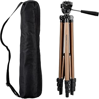 Amazon Basics 50.0 inch Light Weight Camera Tripod with Bag Height Adjustable for DSLR Cameras Champagne