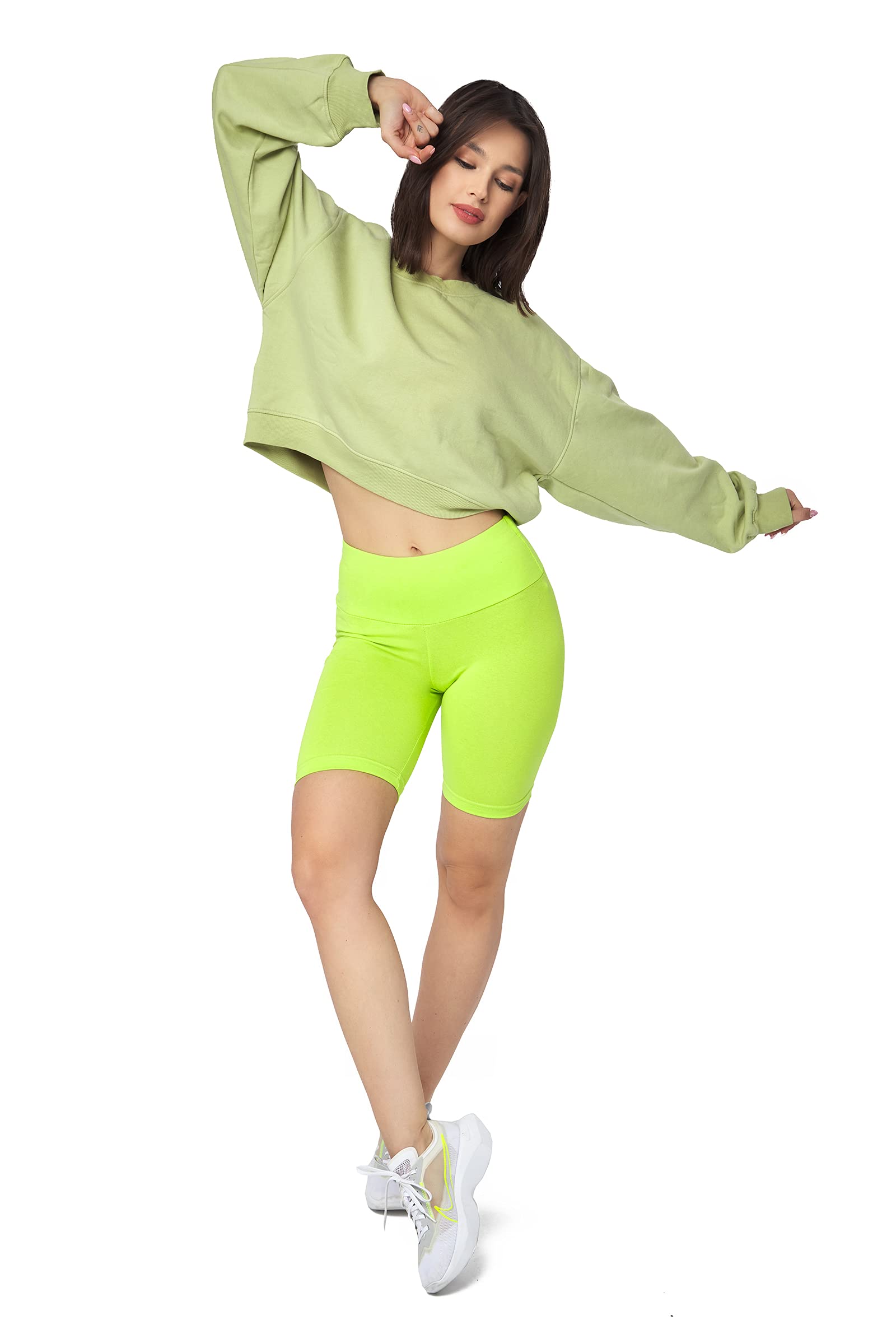 SOFTSAIL Leggings for Women Cycling Shorts Yoga Gym Pants Cotton High Waist with