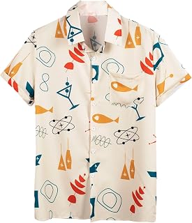 Hardaddy Men's Summer Hawaiian Shirt with Funny Print and Buttons
