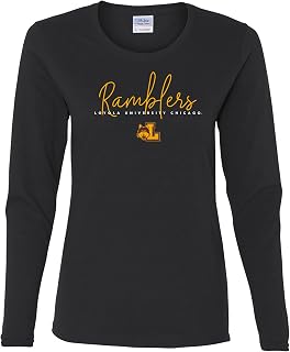 NCAA Thin Script, Team Color Womens Long Sleeve T Shirt, College, University