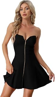 Allegra K Women's A-Line Halloween Zip Off-the-Shoulder Mini Dress