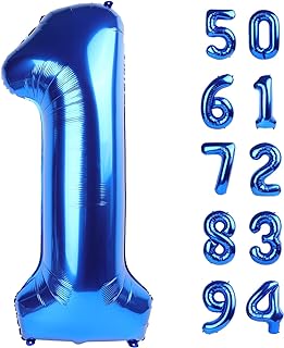 Navy Blue 1 Balloon - Number Balloon 40 Inch, 1st Birthday Decorations | Large foil number balloons for 1st birthday party, Navy Blue blow up birthday balloon numbers for women and men