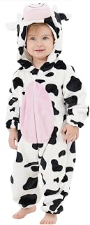 LONULAIN Unisex Baby Animal Costume Pajamas, Infant Flannel Hooded Halloween Romper Cosplay Costume/Homewear/Sleepwear