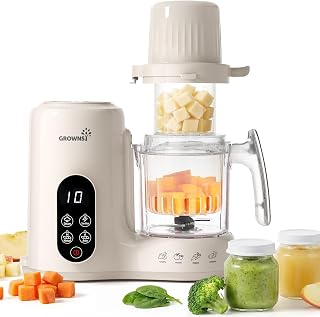 Grownsy Baby Food Maker & Processor with Dual-Layer Steam Basket, Cream | BPA-Free, Steamer & Blender for Homemade Baby Food Purees, Starting Solids, Baby-Led Weaning and Baby Shower Gifts, 6+ Months