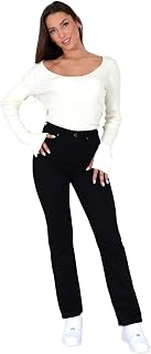 ESRA Stretch Women's Jeans Trousers High Waist Jeans Women's Straight Leg Trousers up to Plus Size G300