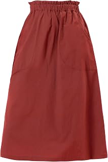 Allegra K Women's Cotton A-Line Skirt Elastic High Waist Casual Midi Skirts