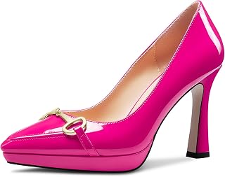 Castamere Women's High Platform Heel Heel Pointed Toe Slip-On Metal Chain Pumps Wedding Office Casual 10 CM Heels