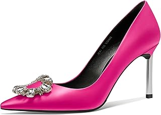 Castamere Women's High Heel Pointed Toe Stiletto High Heel Pumps Slip-on Diamond Crystal Wedding Party 8.5 cm Heels